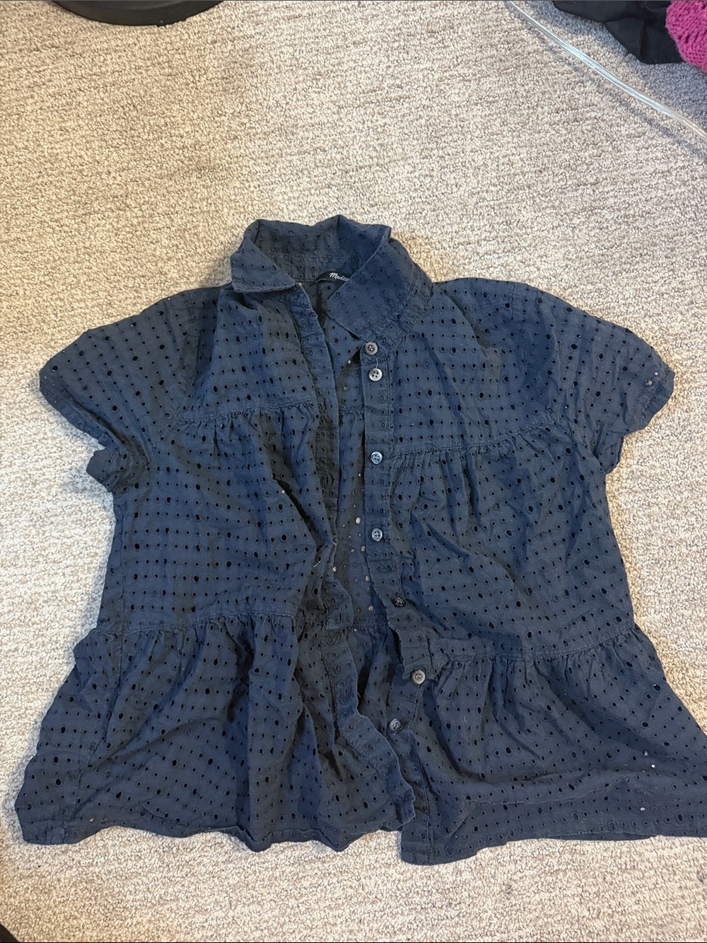 Navy Button up Top